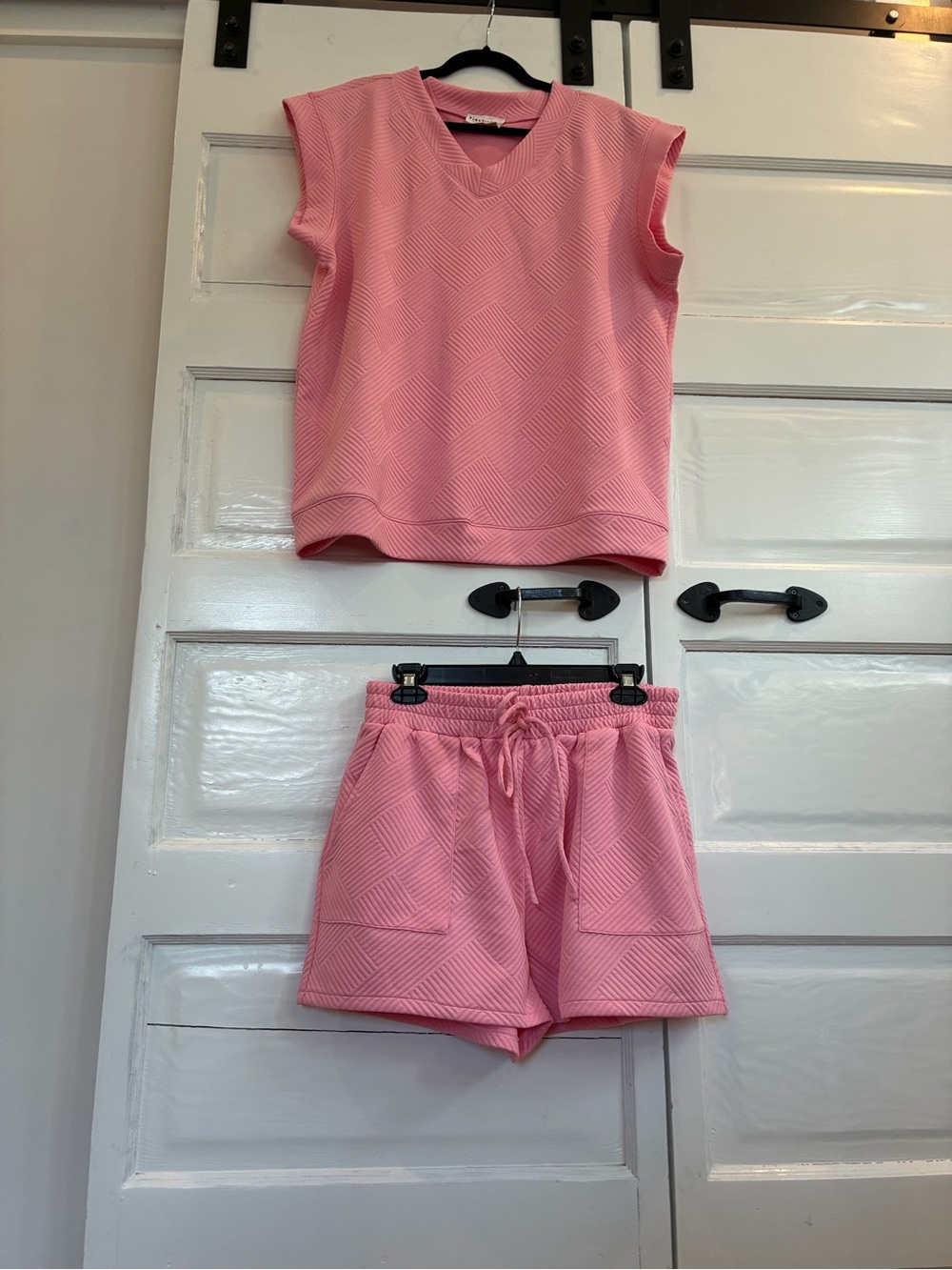 First Love - Pink Two-Piece Textured Lounge Set